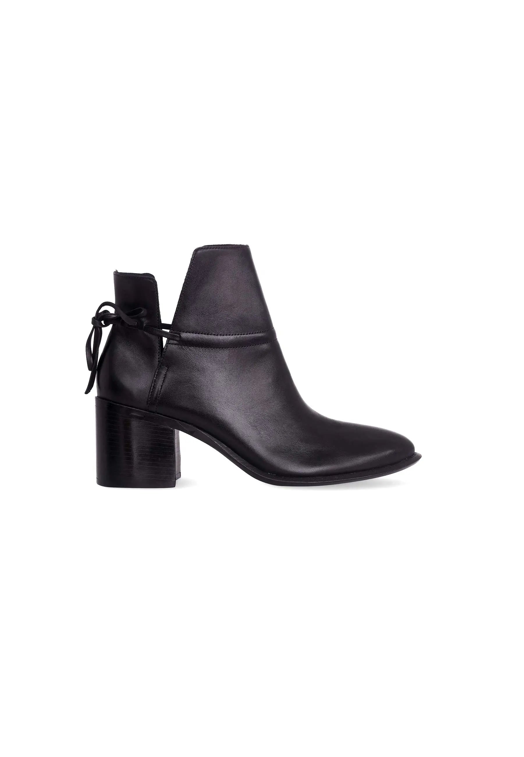Attalea Black Leather Ankle Boots – 6.5cm Block Heel Mangará Atelier