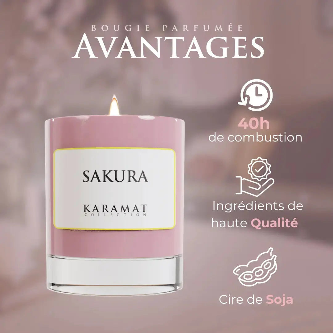 Bougie parfumé Sakura – Floraison Printanière Karamats.fr