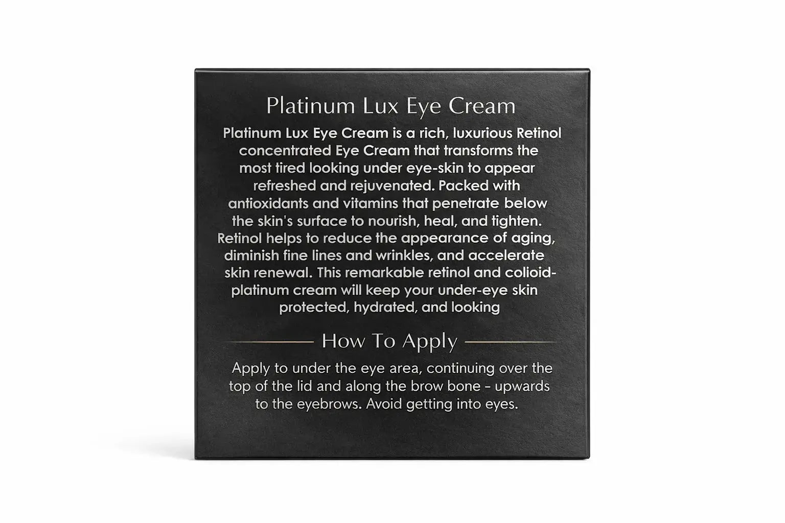 Platinum Lux Eye Cream Luxury Anti-Aging Formula with Visible Results