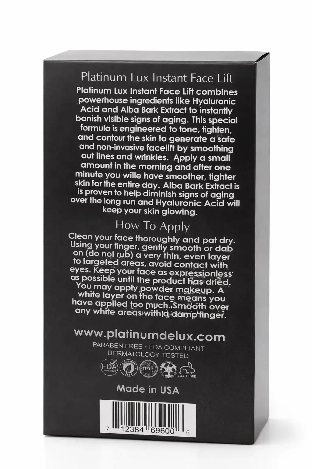 Platinum Lux Instant Face Lift Better than Botox? See the instant lift