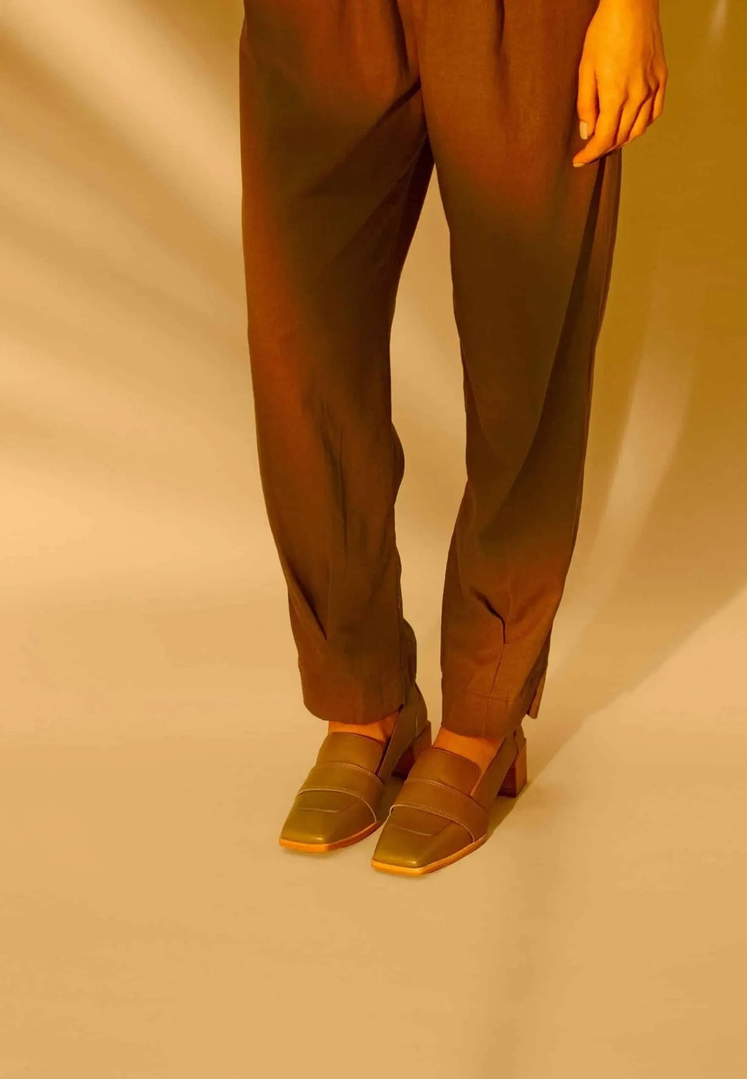 Louro Loafers in Green Calf Leather – 4cm Block Heel Mangará Atelier