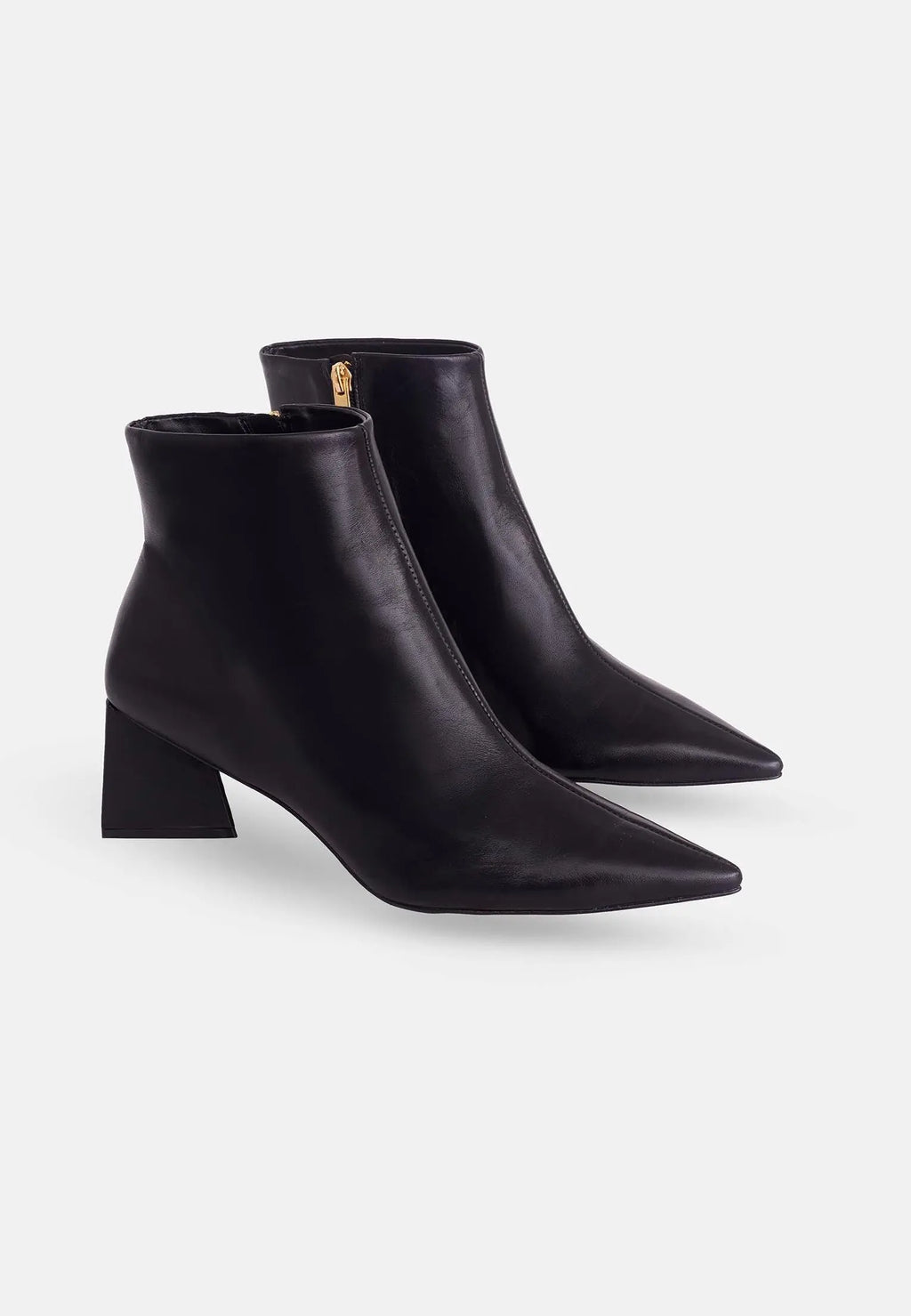 Mabea Black Sheepskin Ankle Boots – 6.4cm Pointed Block Heel Mangará Atelier