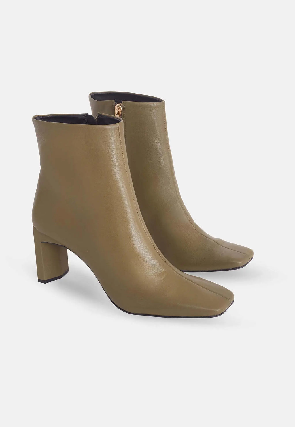 Senna Goat Olive Leather Boots – 7.6cm Block Heel Mangará Atelier